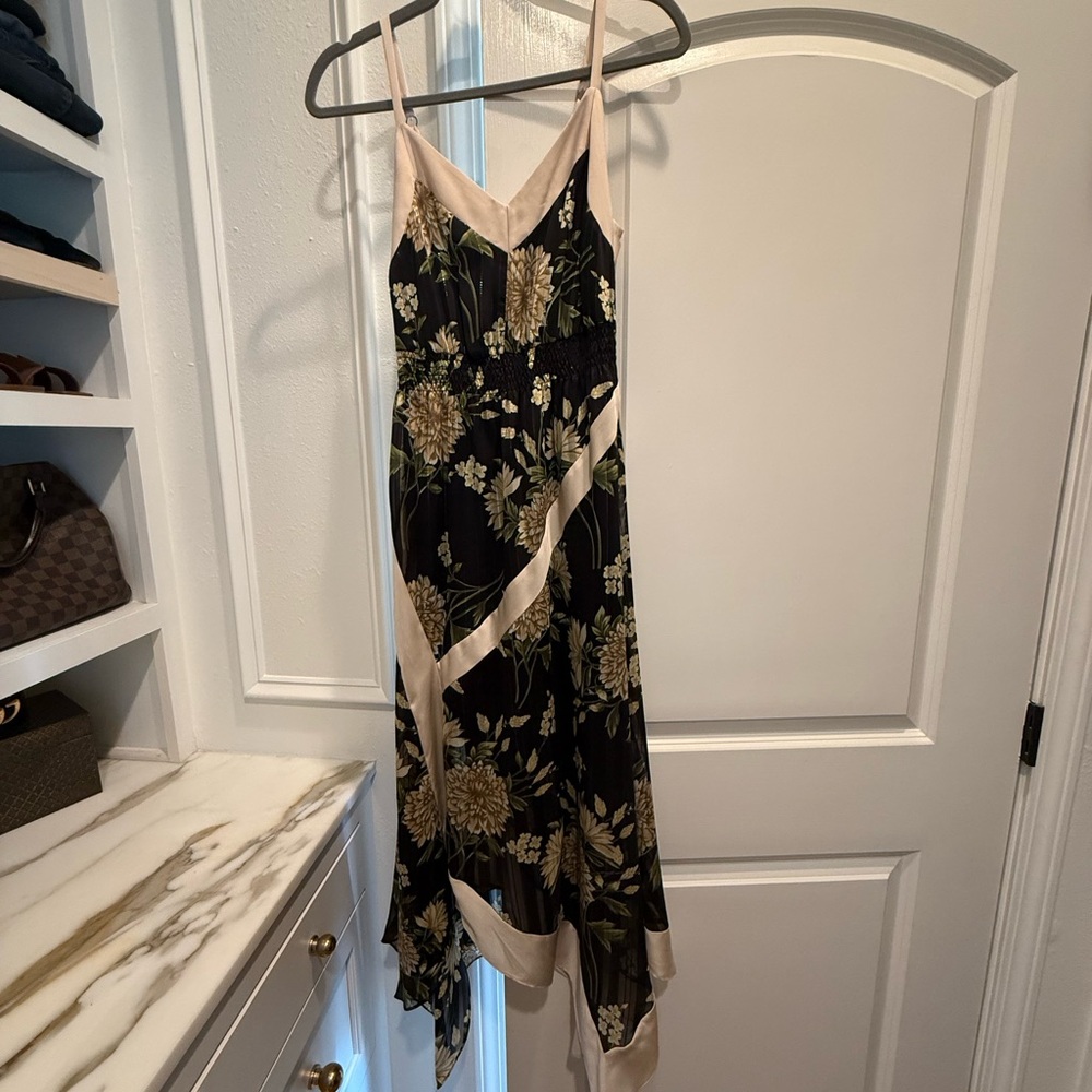 BCBGMaxAzria Black and Cream Asymmetrical Dress